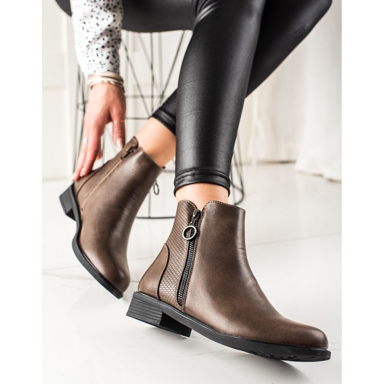 TRENDI Módní hnědé kozačky hnědý 1