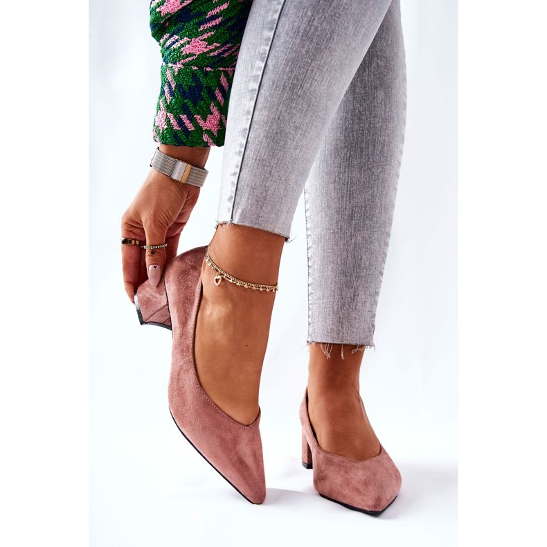 PG1 Semišové lodičky Na Pilíře Růžový Ross 1