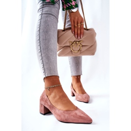 PG1 Semišové lodičky Na Pilíře Růžový Ross 2