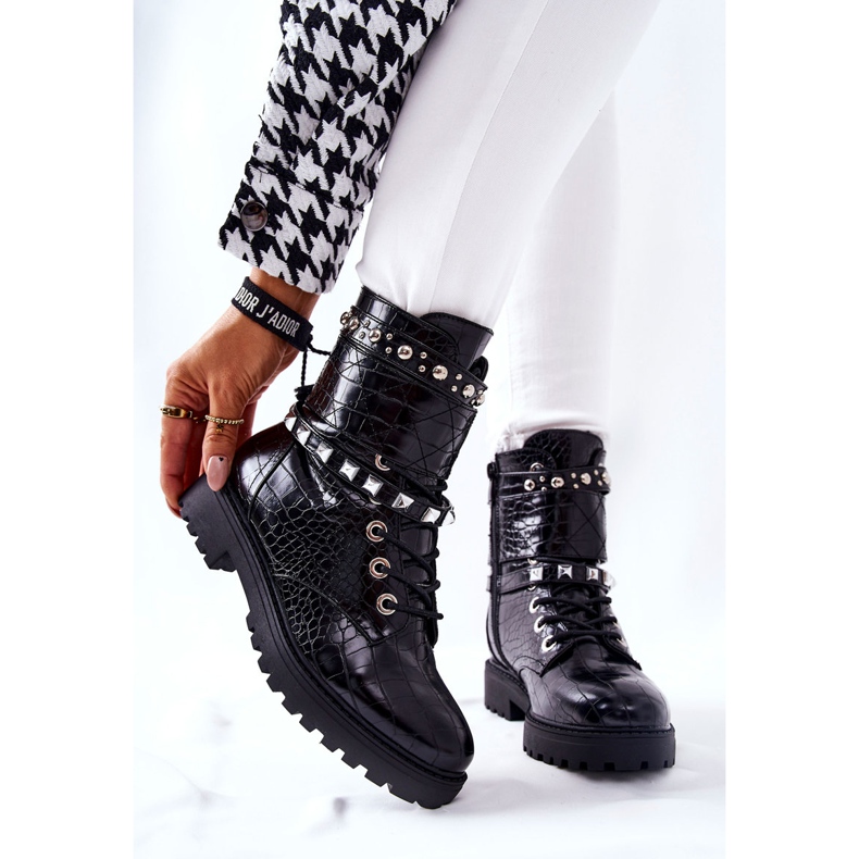 PG1 Černé Nephele Teplé Boty Pracovníci S Cvočky černá 1