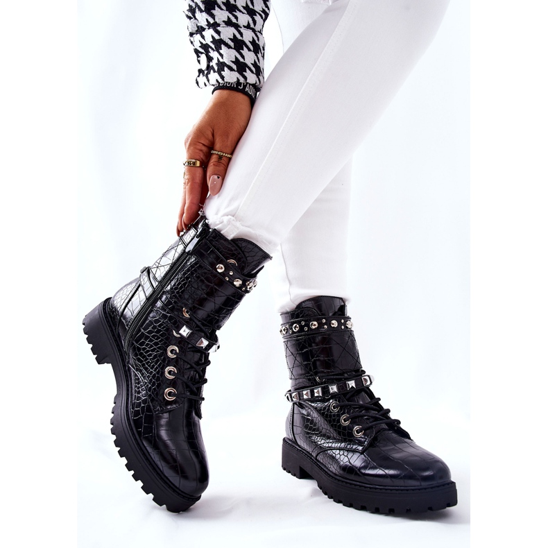 PG1 Černé Nephele Teplé Boty Pracovníci S Cvočky černá 2