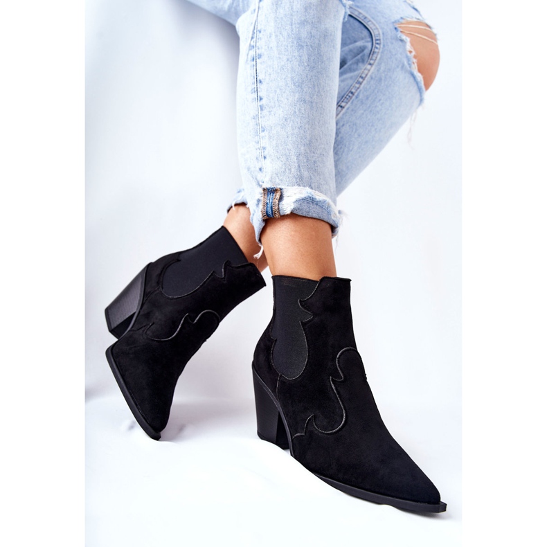 PG1 Černé semišové kovbojské boty Maurelle černá 2