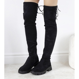 Černé kozačky s vysokou podrážkou od Patrice černá 1 Černé kozačky s vysokou podrážkou od Patrice černá 1