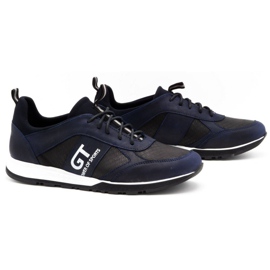 Polbut Sportovní pánské kožené volnočasové boty 2111PLB, tmavě modrá modrý 2