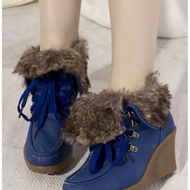 Modré kozačky na klínku s kožíškem Callas modrý 1 Modré kozačky na klínku s kožíškem Callas modrý 1