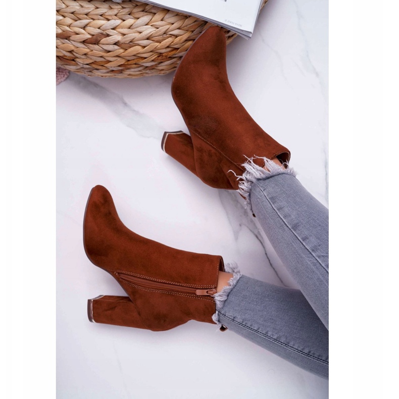 Dámské kozačky na vysokém podpatku Camel hnědý 4