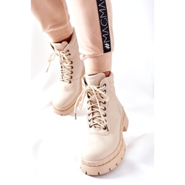 Ideal Shoes Boty Timberki Traperki Beżowe Mustgrow béžový 2