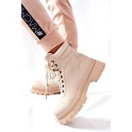 Ideal Shoes Boty Timberki Traperki Beżowe Mustgrow béžový 3