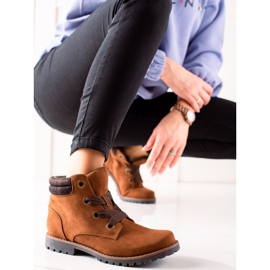 TRENDI Semišové boty Traper hnědý 1