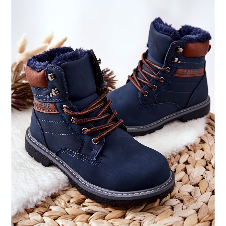 PA1 Dětské hřejivé pastičky Navy Blue Graves hnědý námořnická modrá 2