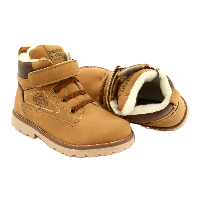 Pracovníci izolované kožešinou American Club GC29 / 21 Camel béžový hnědý žlutá 5