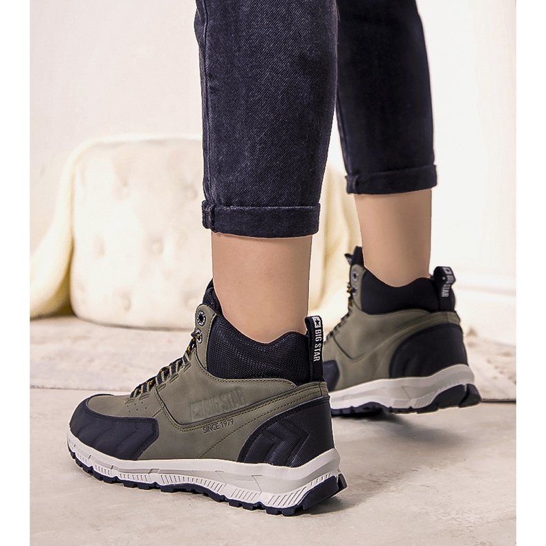 Zelené trekové boty Big Star Ivanna černá zelená 1