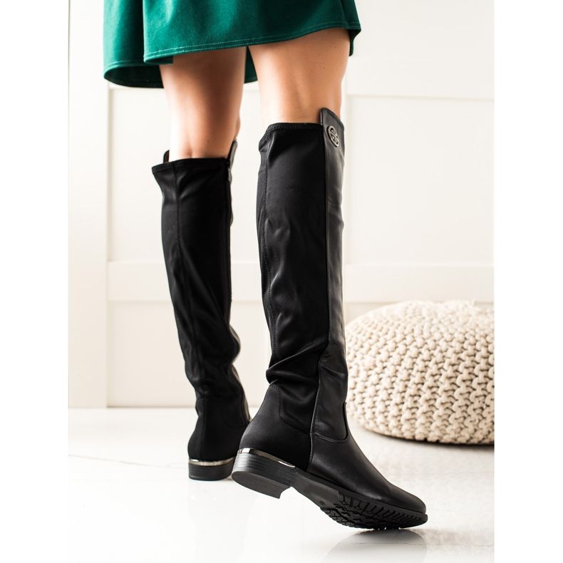 Weide Vysoké elegantní kozačky černá 1