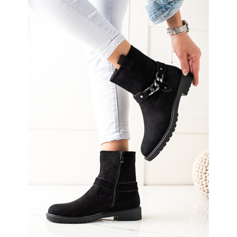 Klasické semišové dělníky černá 1