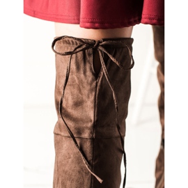 TRENDI Pohodlné kozačky nad kolena hnědý 1