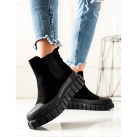 TRENDI Stylové Chelsea Boty Na Platformě černá 1