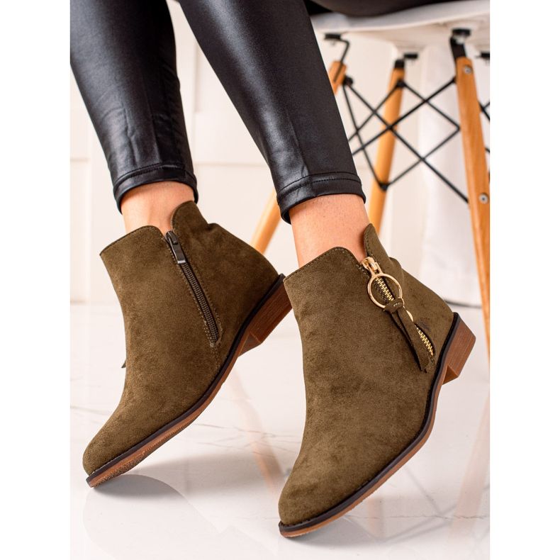 Super Me Boty Se Zlatým Zipem zelená 1