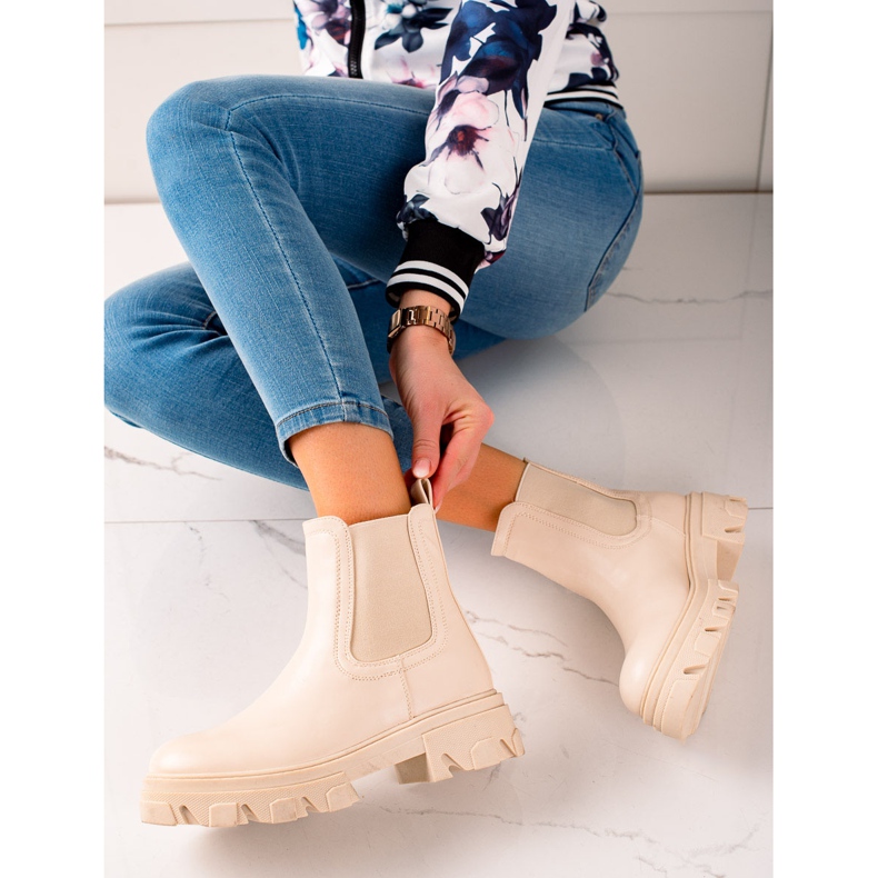 Seastar Módní boty Chelsea na platformě béžový 1