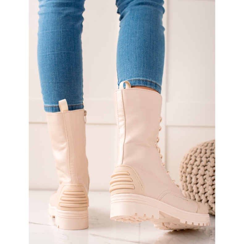 Seastar Vysoké Lapače na šněrování béžový 1