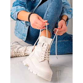 TRENDI Šněrovací béžové kozačky béžový 1