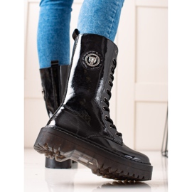 Filippo Kožené kozačky na platformě černý 1