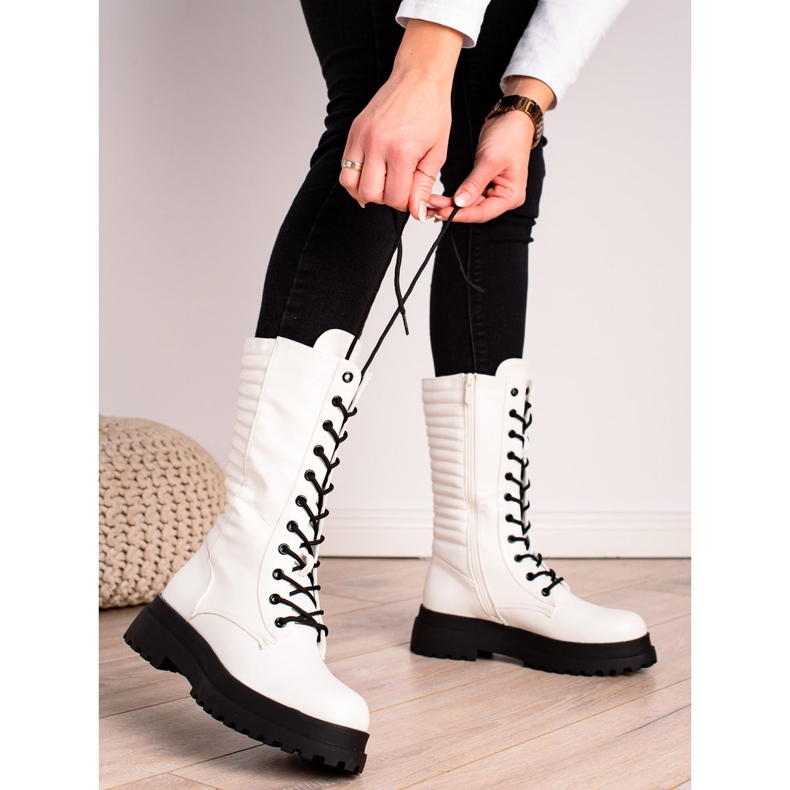 Seastar Bílé kozačky z eko kůže bílý 1