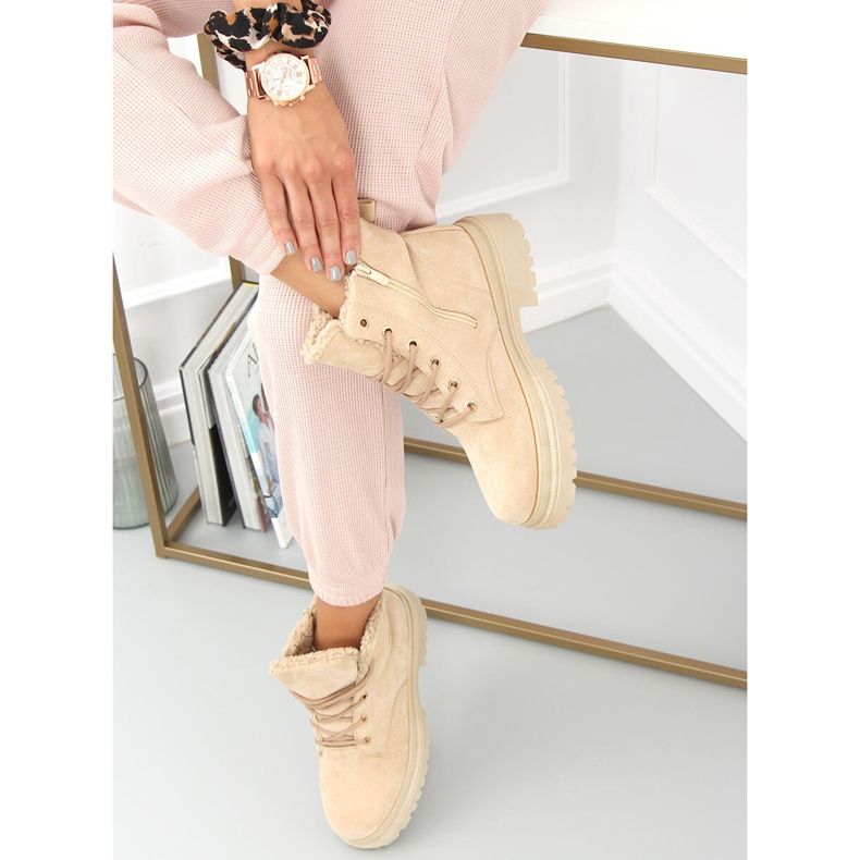 Šněrovací boty Visko Khaki béžový 2