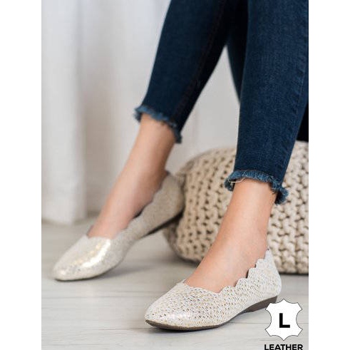 Filippo Módní kožené balerínky zlatý 1