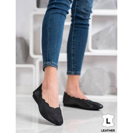 Filippo Elegantní kožené balerínky černý 1