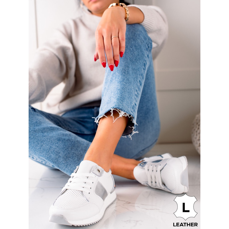 Bílé kožené tenisky VINCEZA bílý 2