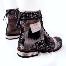 Boty Maciejka Grey Leather Jodhpur 05095-03 černý šedá 2