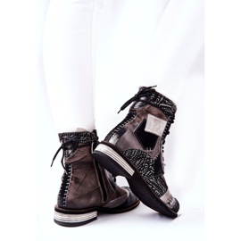 Boty Maciejka Grey Leather Jodhpur 05095-03 černý šedá 3