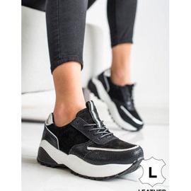 VINCEZA černé kožené tenisky černá stříbrný 1