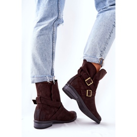 POTOCKI Semišové Boty S Přezkami Hnědé Renisse hnědý 2