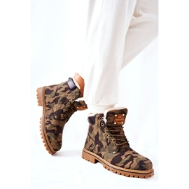 PH1 Dámské zateplené turistické boty Camo Crush béžový hnědý zelený 1