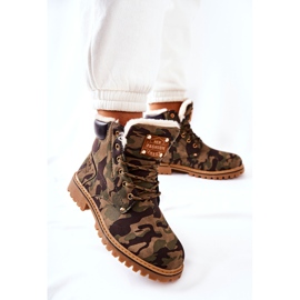 PH1 Dámské zateplené turistické boty Camo Crush béžový hnědý zelený 2