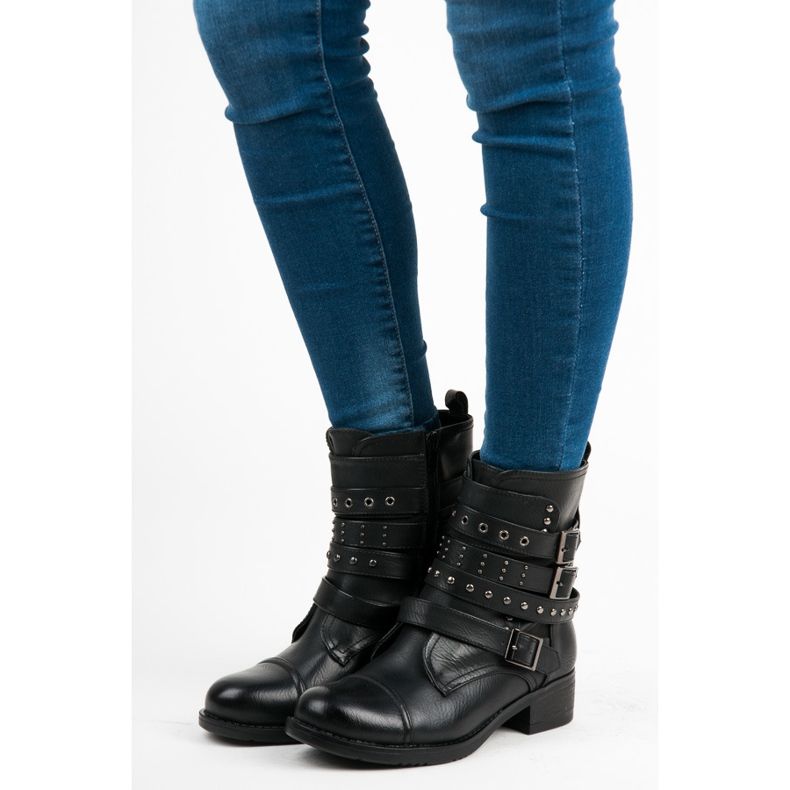 Erynn Černí dělníci se sponami černý 2