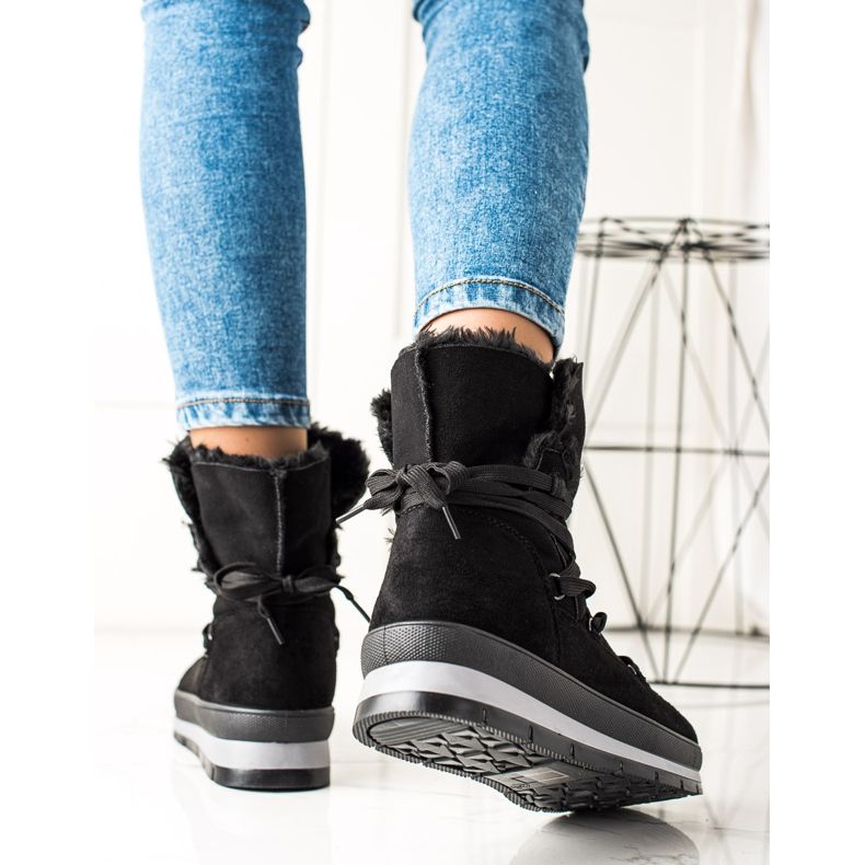 TRENDI Černé semišové sněhule černý 1