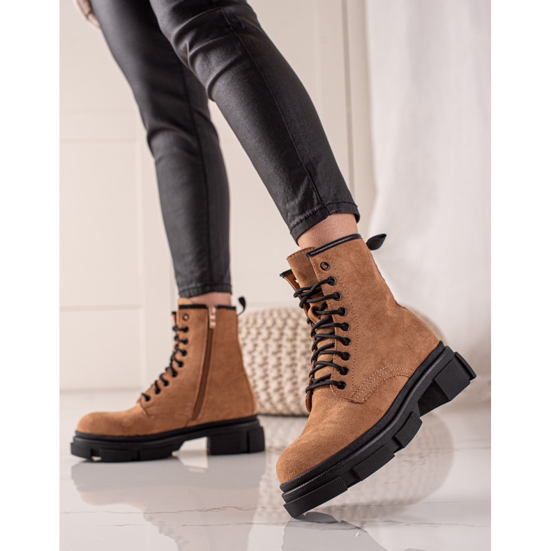 Super Me Hnědé semišové lapače béžový hnědý 1