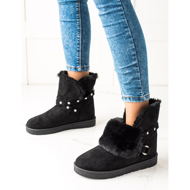 TRENDI Černé Mukluki Se Zirkony černá 1