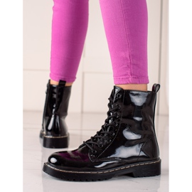 Small Swan Klasické lakované turistické boty černý 1