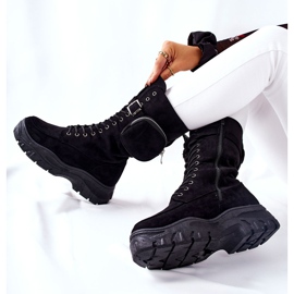 Semišové Boty Na Platformě S Ledvinami Černá Issanti 1