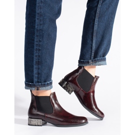 Sergio Leone Chelsea boty s ozdobným podpatkem hnědý červený 1