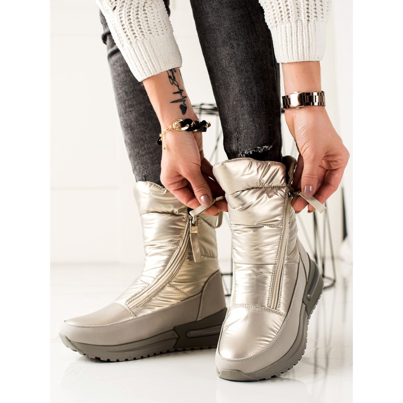 Weide Ležérní stříbrné boty do sněhu stříbrný 1