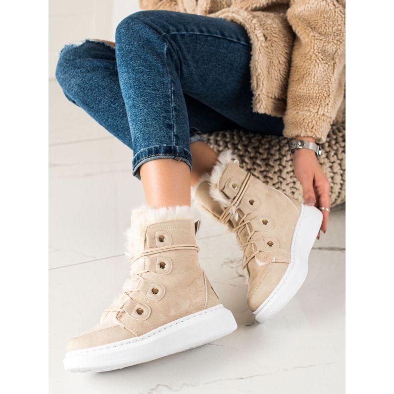 TRENDI Stylové béžové sněhule béžový 1