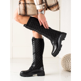 TRENDI Prošívané pracovní boty černá 1