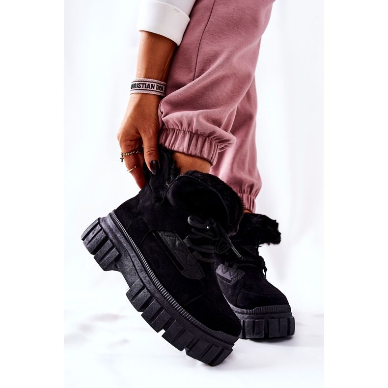 PM1 Černé teplé boty Trappers Black Demaris černý 2