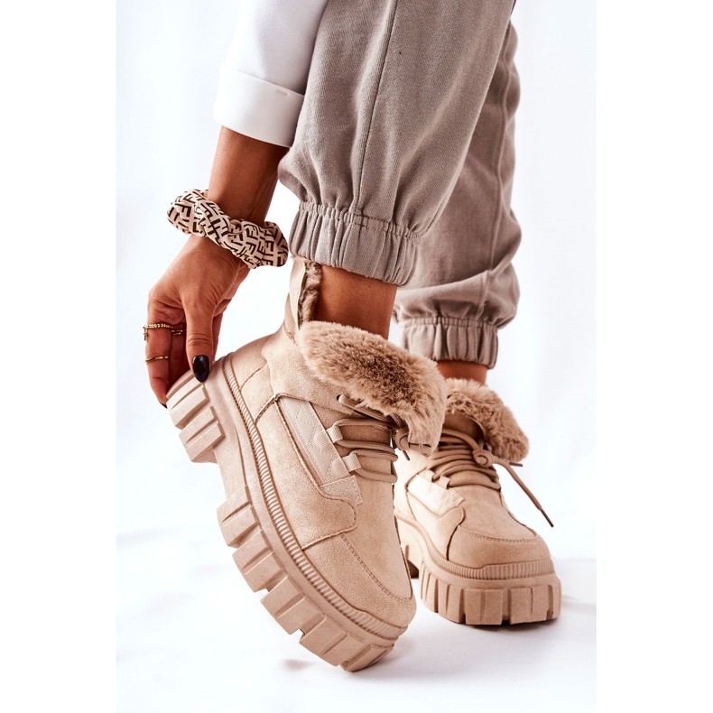 PM1 Teplé kozačky Trappers Beige Demaris béžový 1