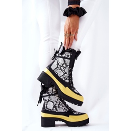 Kožené boty z hadí kůže Black and Yellow Meridiah bílý černý žluť 1