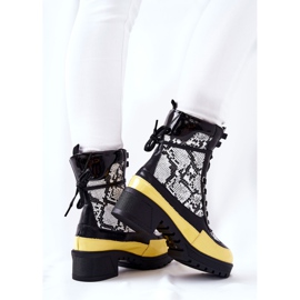 Kožené boty z hadí kůže Black and Yellow Meridiah bílý černý žluť 2